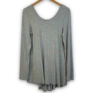 Soft Surroundings High Low Top Blouse Long Sleeve Zipper Back Gray Size Medium